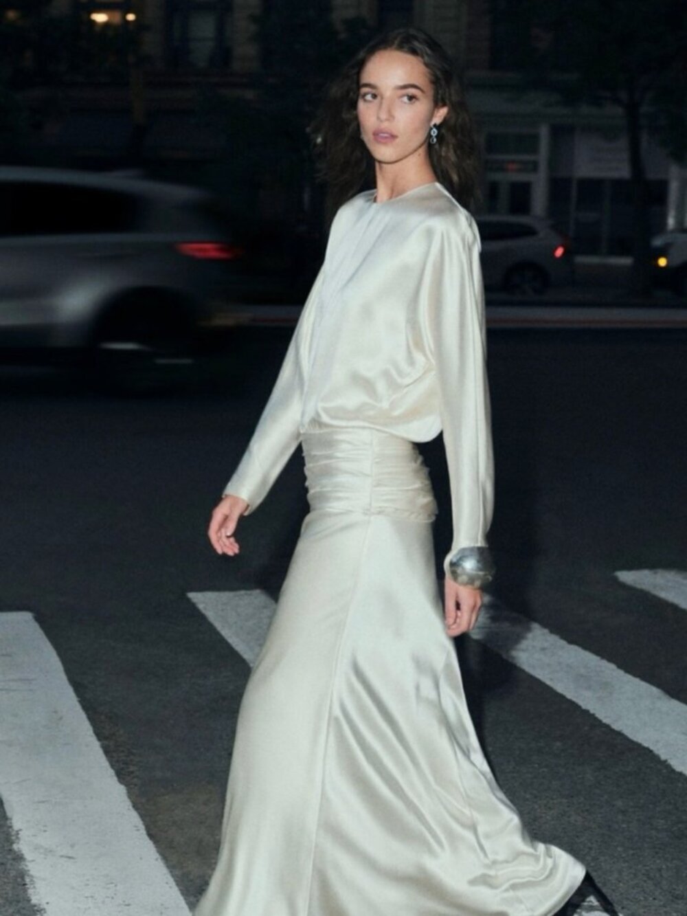 NWT Reformation Esmee Silk Long-Sleeve Maxi Dress Ivory 8